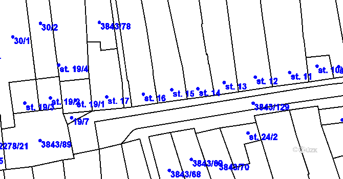 Parcela st. 15 v KÚ Rakvice, Katastrální mapa