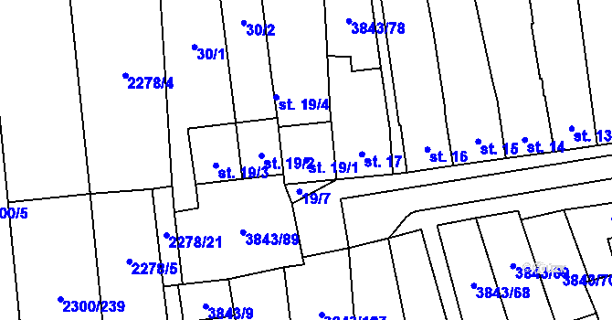 Parcela st. 19/1 v KÚ Rakvice, Katastrální mapa