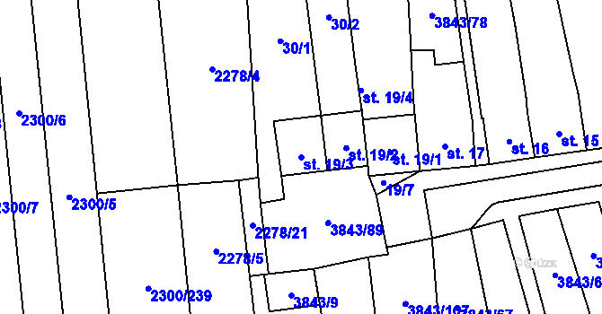 Parcela st. 19/3 v KÚ Rakvice, Katastrální mapa
