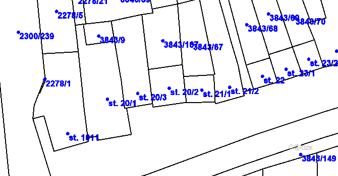 Parcela st. 20/2 v KÚ Rakvice, Katastrální mapa