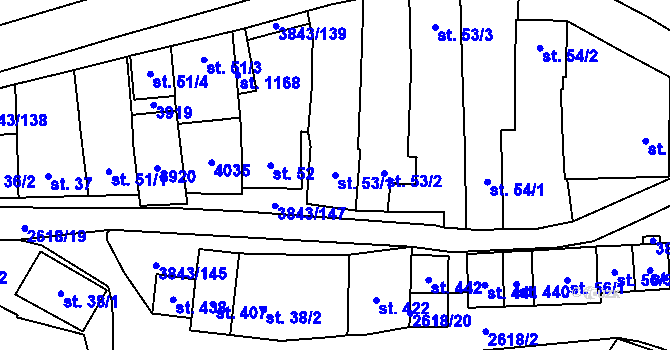 Parcela st. 53/1 v KÚ Rakvice, Katastrální mapa