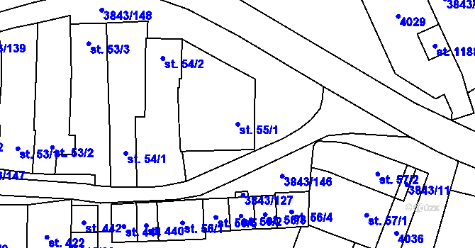 Parcela st. 55/1 v KÚ Rakvice, Katastrální mapa