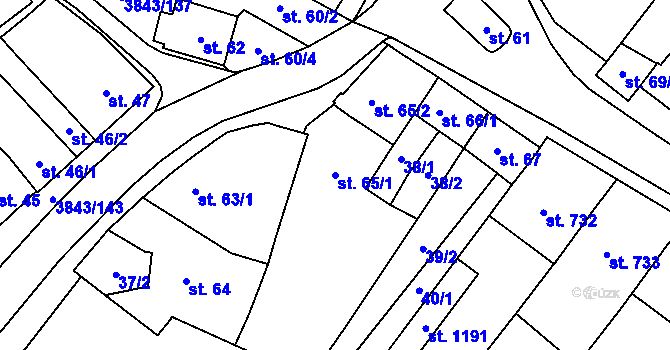 Parcela st. 65/1 v KÚ Rakvice, Katastrální mapa