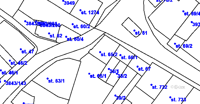 Parcela st. 65/2 v KÚ Rakvice, Katastrální mapa