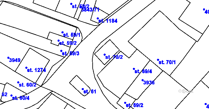 Parcela st. 70/2 v KÚ Rakvice, Katastrální mapa