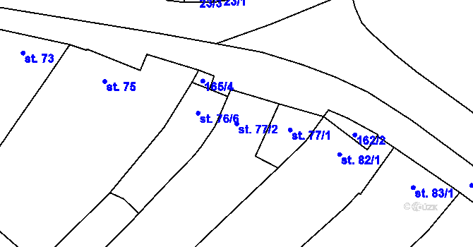 Parcela st. 77/2 v KÚ Rakvice, Katastrální mapa