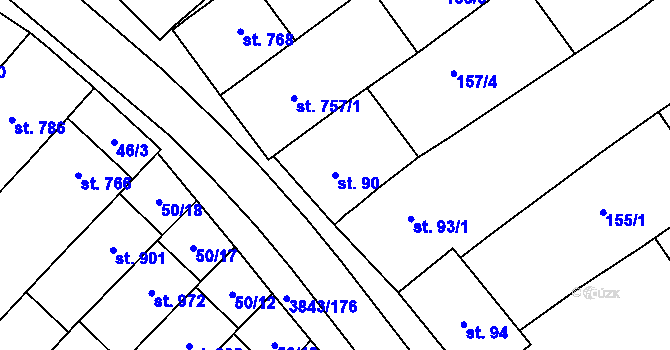 Parcela st. 90 v KÚ Rakvice, Katastrální mapa