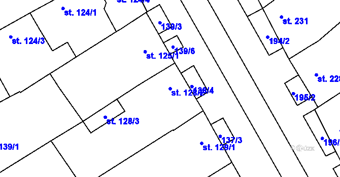 Parcela st. 128/2 v KÚ Rakvice, Katastrální mapa