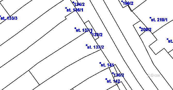 Parcela st. 137/2 v KÚ Rakvice, Katastrální mapa