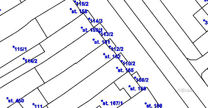Parcela st. 162 v KÚ Rakvice, Katastrální mapa
