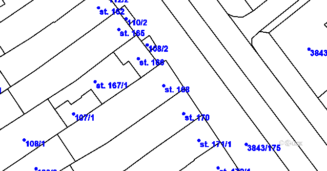 Parcela st. 168 v KÚ Rakvice, Katastrální mapa