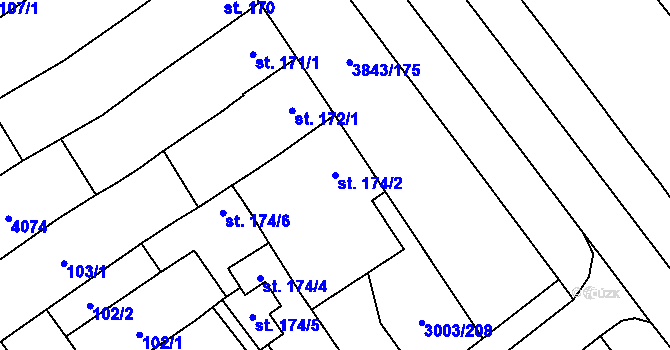 Parcela st. 174/2 v KÚ Rakvice, Katastrální mapa