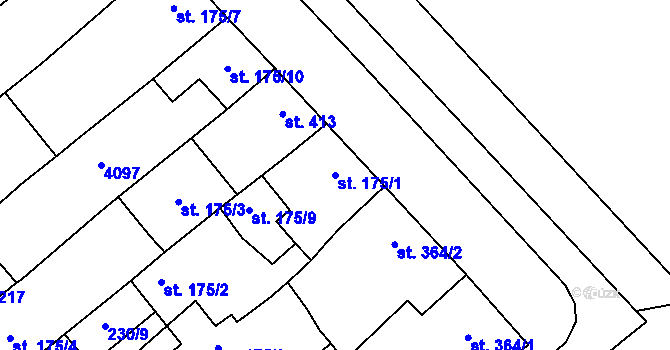 Parcela st. 175/1 v KÚ Rakvice, Katastrální mapa