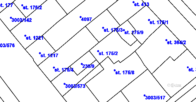 Parcela st. 175/2 v KÚ Rakvice, Katastrální mapa