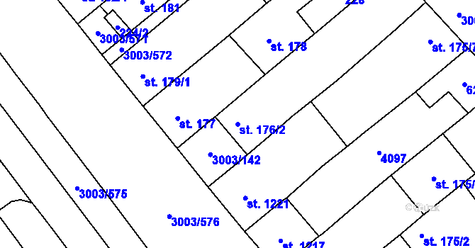 Parcela st. 176/2 v KÚ Rakvice, Katastrální mapa
