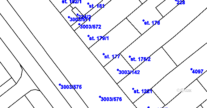 Parcela st. 177 v KÚ Rakvice, Katastrální mapa