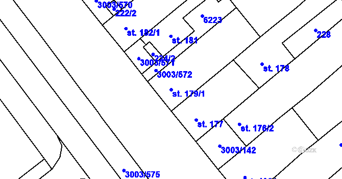Parcela st. 179/1 v KÚ Rakvice, Katastrální mapa
