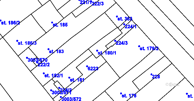 Parcela st. 180/1 v KÚ Rakvice, Katastrální mapa