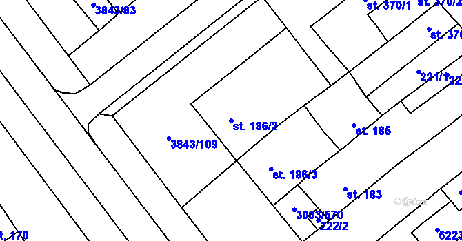 Parcela st. 186/2 v KÚ Rakvice, Katastrální mapa