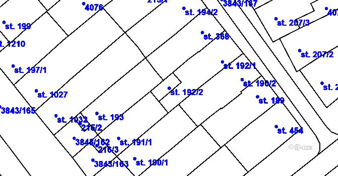 Parcela st. 192/2 v KÚ Rakvice, Katastrální mapa
