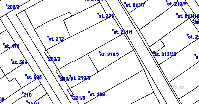 Parcela st. 210/2 v KÚ Rakvice, Katastrální mapa