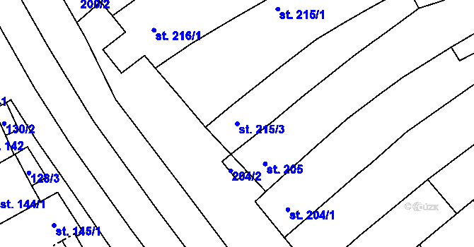 Parcela st. 215/3 v KÚ Rakvice, Katastrální mapa