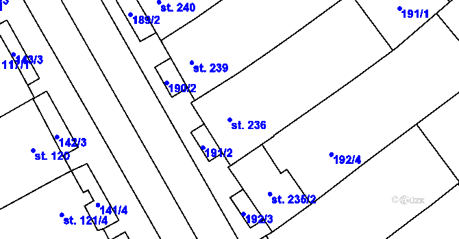 Parcela st. 236 v KÚ Rakvice, Katastrální mapa