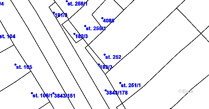 Parcela st. 252 v KÚ Rakvice, Katastrální mapa