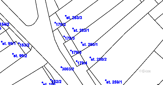 Parcela st. 260/1 v KÚ Rakvice, Katastrální mapa