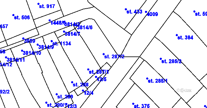 Parcela st. 287/2 v KÚ Rakvice, Katastrální mapa