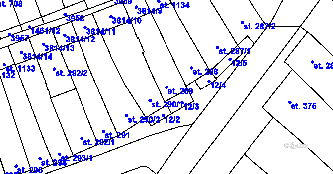 Parcela st. 289 v KÚ Rakvice, Katastrální mapa