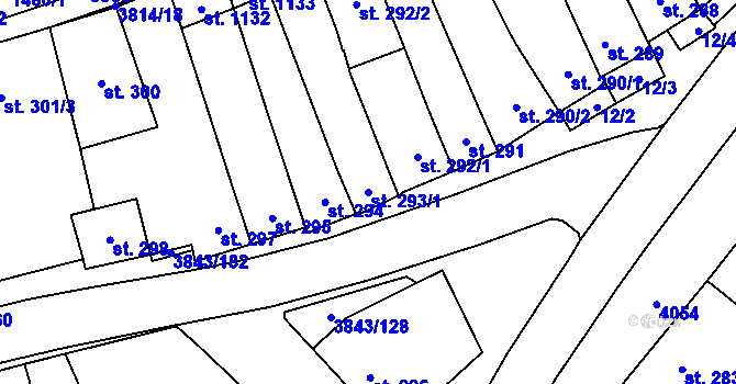 Parcela st. 293/1 v KÚ Rakvice, Katastrální mapa