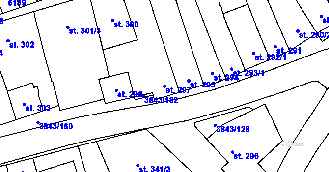Parcela st. 297 v KÚ Rakvice, Katastrální mapa