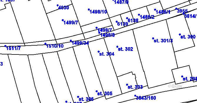 Parcela st. 304 v KÚ Rakvice, Katastrální mapa