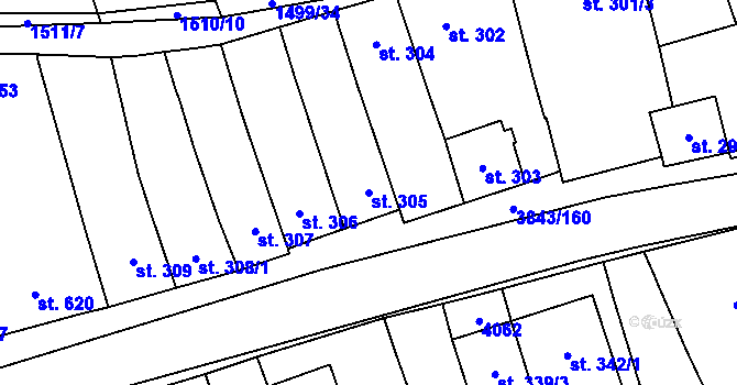 Parcela st. 305 v KÚ Rakvice, Katastrální mapa