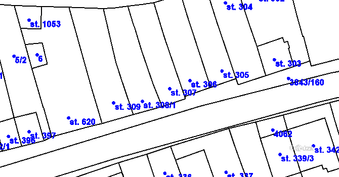 Parcela st. 307 v KÚ Rakvice, Katastrální mapa