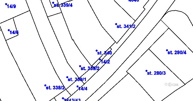Parcela st. 340 v KÚ Rakvice, Katastrální mapa
