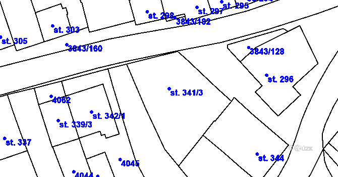Parcela st. 341/3 v KÚ Rakvice, Katastrální mapa