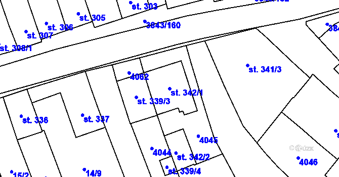 Parcela st. 342/1 v KÚ Rakvice, Katastrální mapa