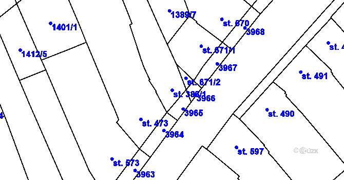 Parcela st. 383/1 v KÚ Rakvice, Katastrální mapa