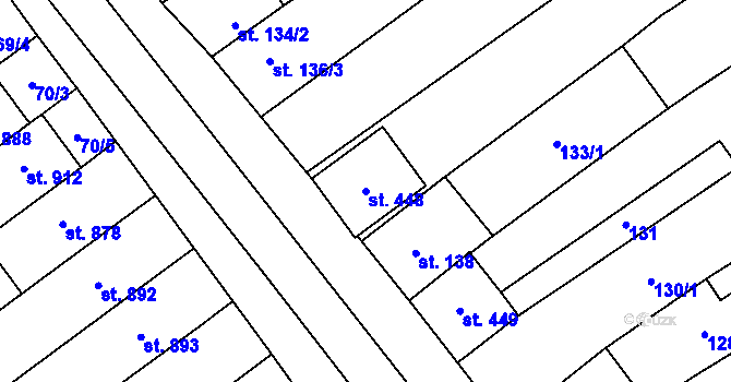 Parcela st. 448 v KÚ Rakvice, Katastrální mapa