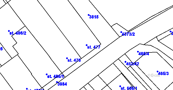 Parcela st. 477 v KÚ Rakvice, Katastrální mapa