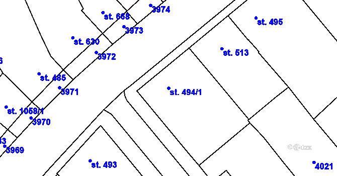 Parcela st. 494/1 v KÚ Rakvice, Katastrální mapa