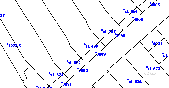 Parcela st. 499 v KÚ Rakvice, Katastrální mapa