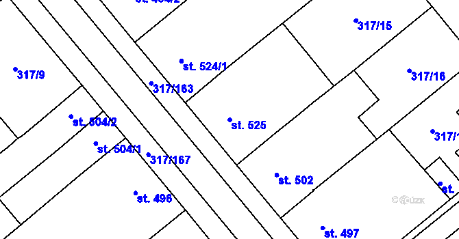 Parcela st. 525 v KÚ Rakvice, Katastrální mapa