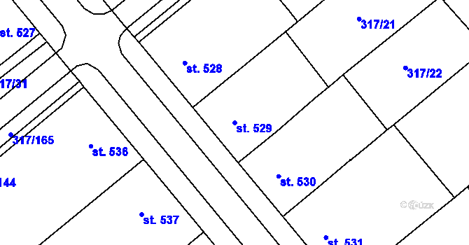 Parcela st. 529 v KÚ Rakvice, Katastrální mapa