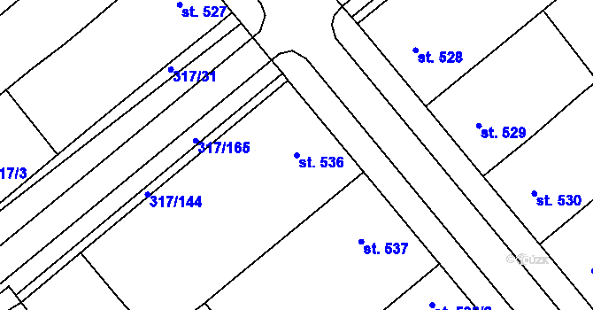 Parcela st. 536 v KÚ Rakvice, Katastrální mapa