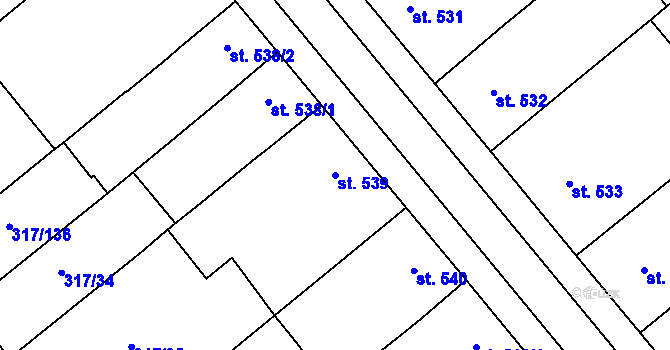 Parcela st. 539 v KÚ Rakvice, Katastrální mapa