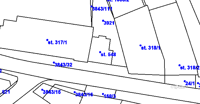 Parcela st. 548 v KÚ Rakvice, Katastrální mapa