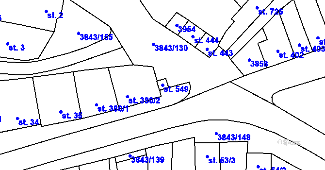 Parcela st. 549 v KÚ Rakvice, Katastrální mapa